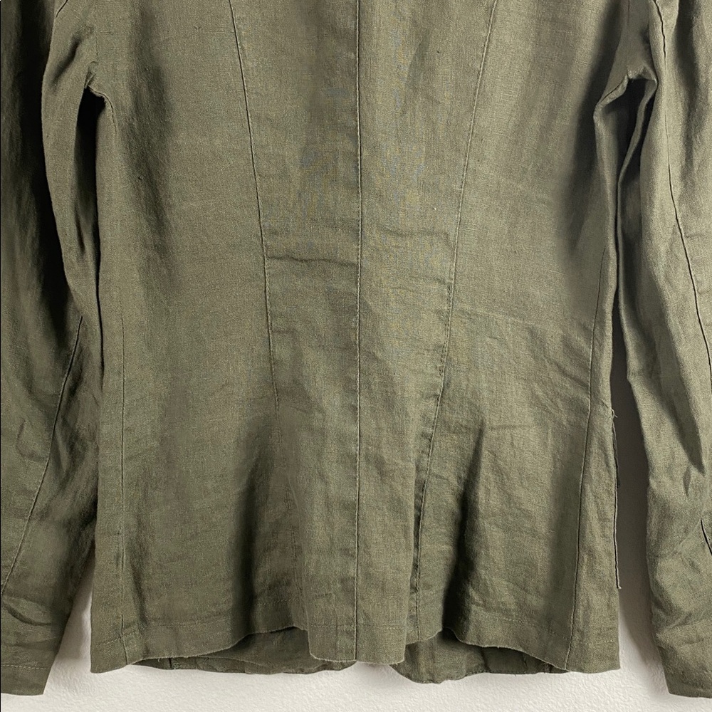 Bisou Bisou Michele Bohbot Linen Blazer Jacket | Olive - Picture 7 of 14